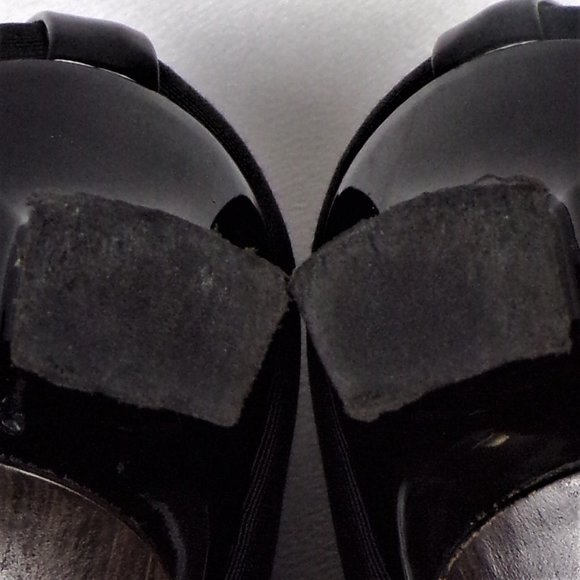 STUART WEITZMAN size 8M black low-heel open-toe pumps fabric uppers - Picture 14 of 16